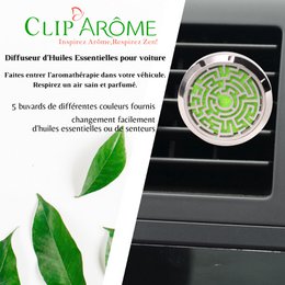 Diffusor voor auto Clip'Arôme - labyrint - in roestvrij staal met blotters - decoratief aromatherapie-accessoire - cadeau-idee