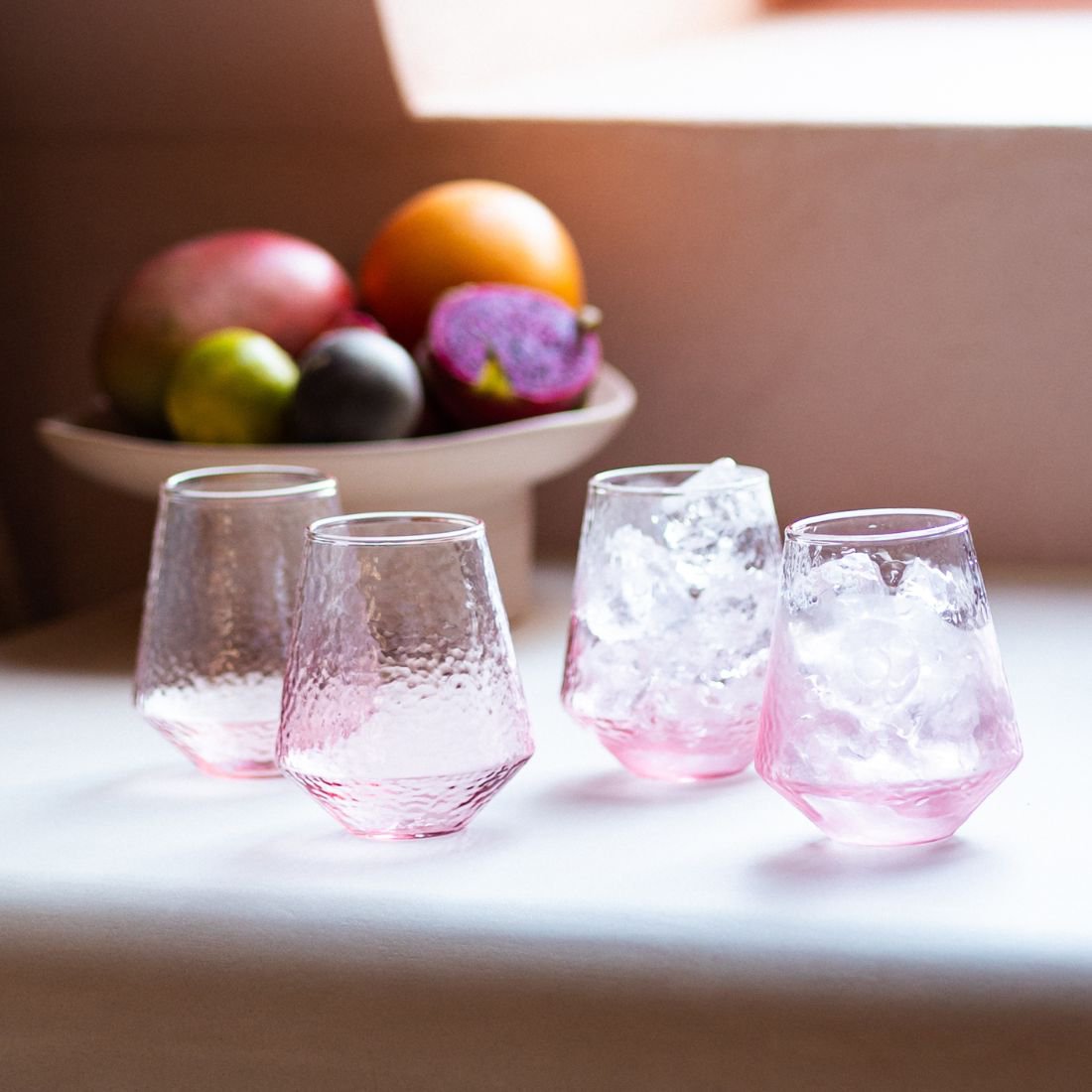 Water glasses Claude, set of 4, pink