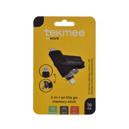 Memoria USB 3 en 1 de 16 GB. Conectores tipo C + Micro USB + USB