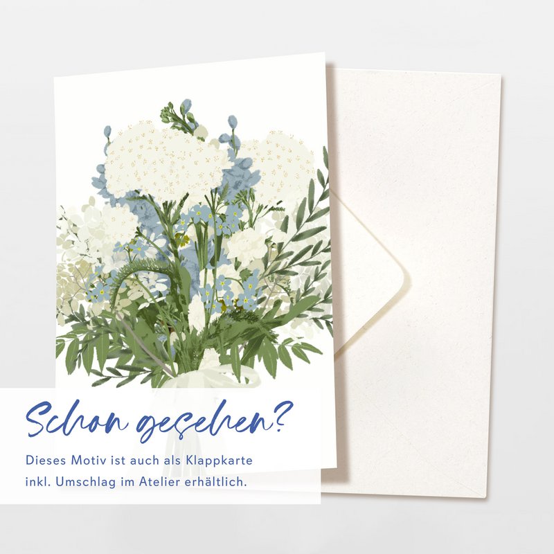 Postkort blå buket blomster