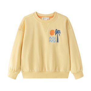 Jungen-Sweatshirt aus Frottee 3-9A, gelb, elastisch, JBV66237