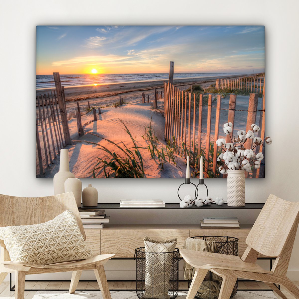 Leinwand Malerei - Wanddekoration - Strand - Meer - Dune - Sonnenuntergang - Landschaft
