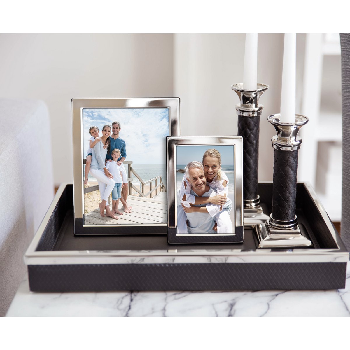 EDZARD set of 2 photo frames Salerno for photo 10 x 15 cm, noble silver-plated, tarnish-proof