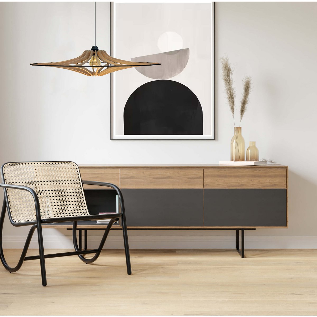 Suspension Design bois D65cm  SINGING BRUT