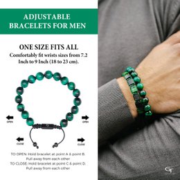 Mænds GREEN TIGER EYE perlearmbånd