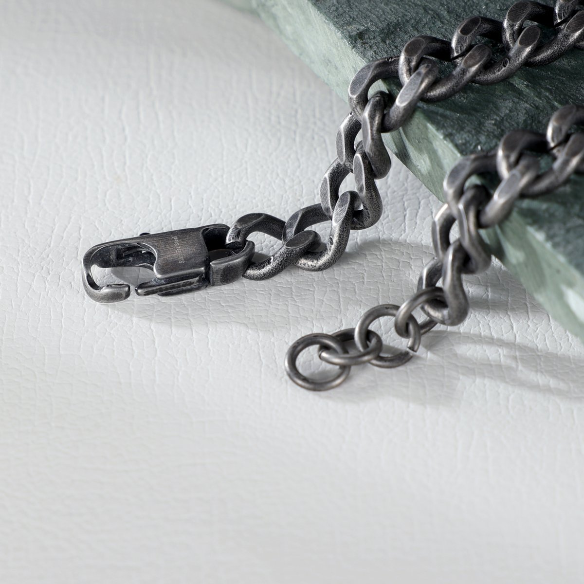 Bold Blackened Stainless Steel Curb Chain Bracelet