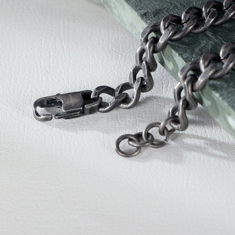 Bold Blackened Stainless Steel Curb Chain Bracelet