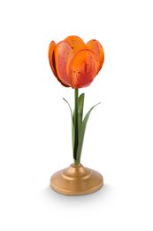 Candle Holder Metal Tulip Orange 21cm