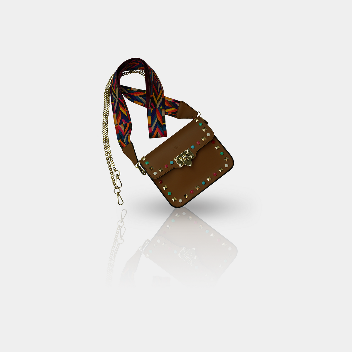 Bolso bandolera de piel '' SANTORINI '' , Marrón