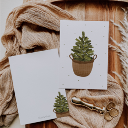 Carte de Noël Sapin de Noël dans un panier - Carte postale de Noël sapin