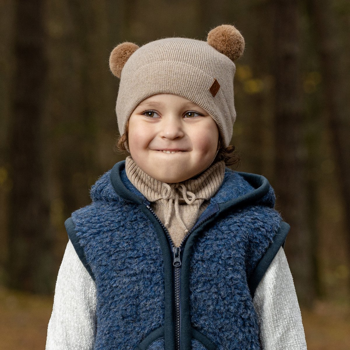 Gestrickte Babymütze aus Merinowolle und Kaschmir für Kinder