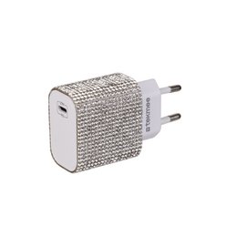 Kit de Charge Rapide Strass Argenté – 20W & 18W, Type-C à Lightning