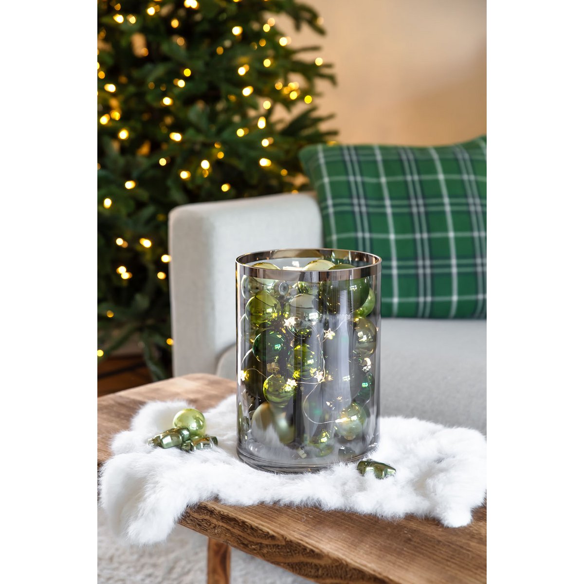 Zeus lantern with platinum edge, dark glass