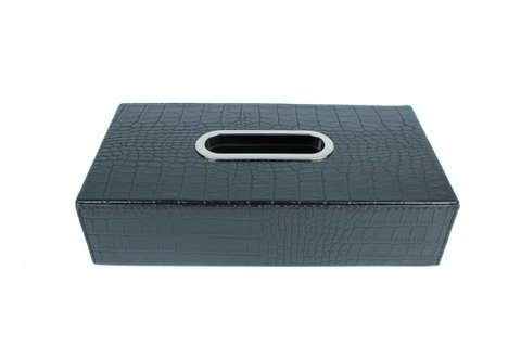 Taschentücherbox rechteckig Kroko schwarz