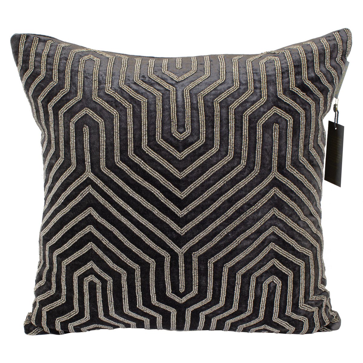 FUNDA DE ALMOHADA antracita c/perlas - DECO (50*50cm)