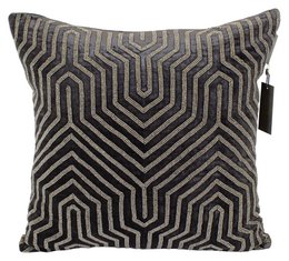 Decorative anthracite-colored pillowcase with beaded geometric pattern, suitable for cushions. Dimensions: 50 x 50 cm.