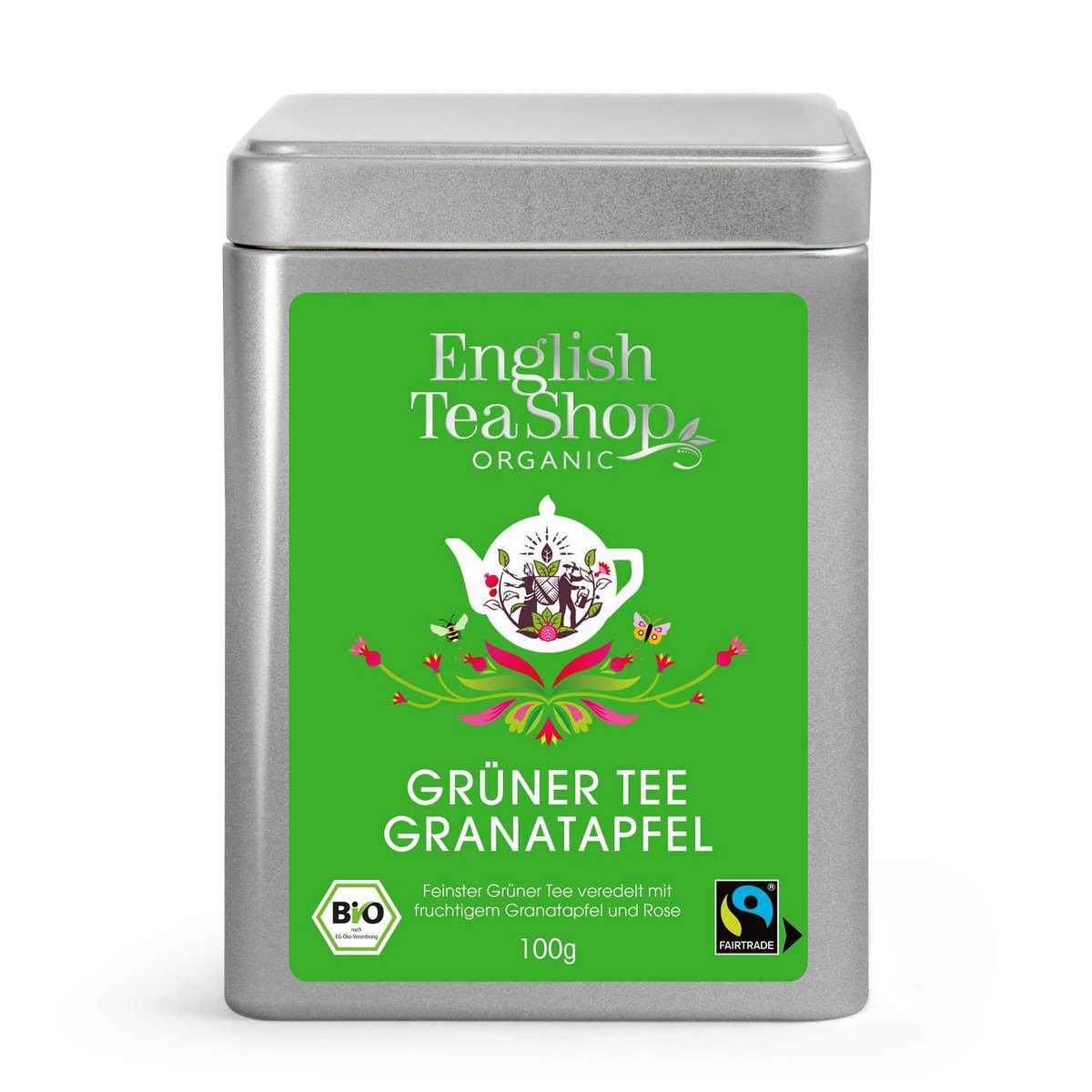 ETS - Grüner Tee Granatapfel, BIO Fairtrade, Loser Tee, 100g Dose