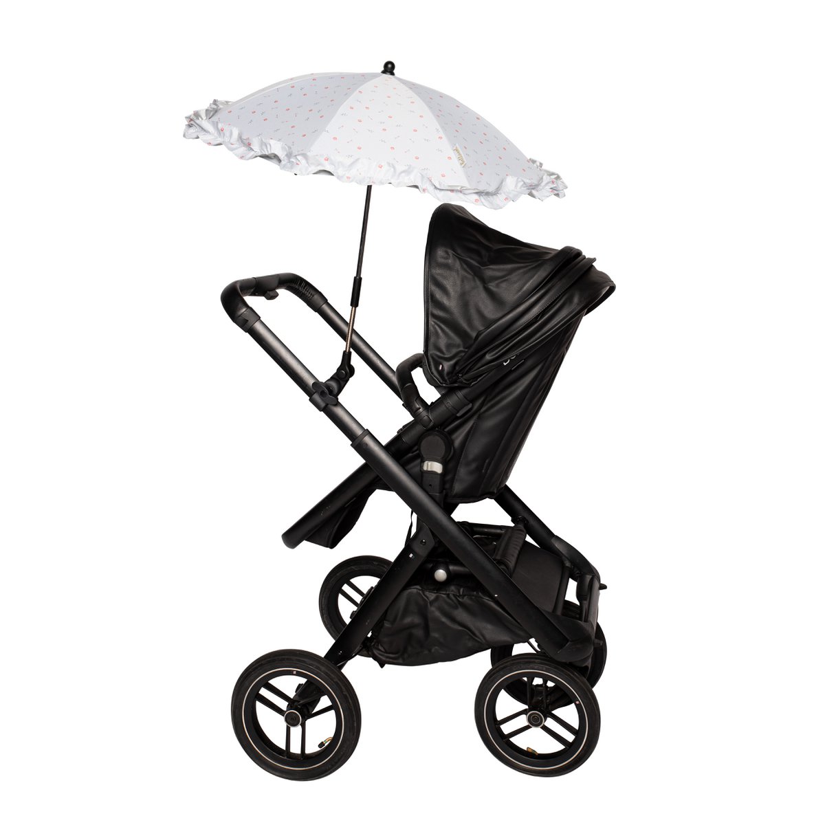 Bellasol - White with red flowers - Parasol pram/buggy universal - Special UV-resistant coating - 1 year warranty Copy 1