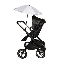 Bellasol - Hvid med røde blomster - Parasol barnevogn/buggy universal - Speciel UV-bestandig belægning - 1 års garanti Kopi 1