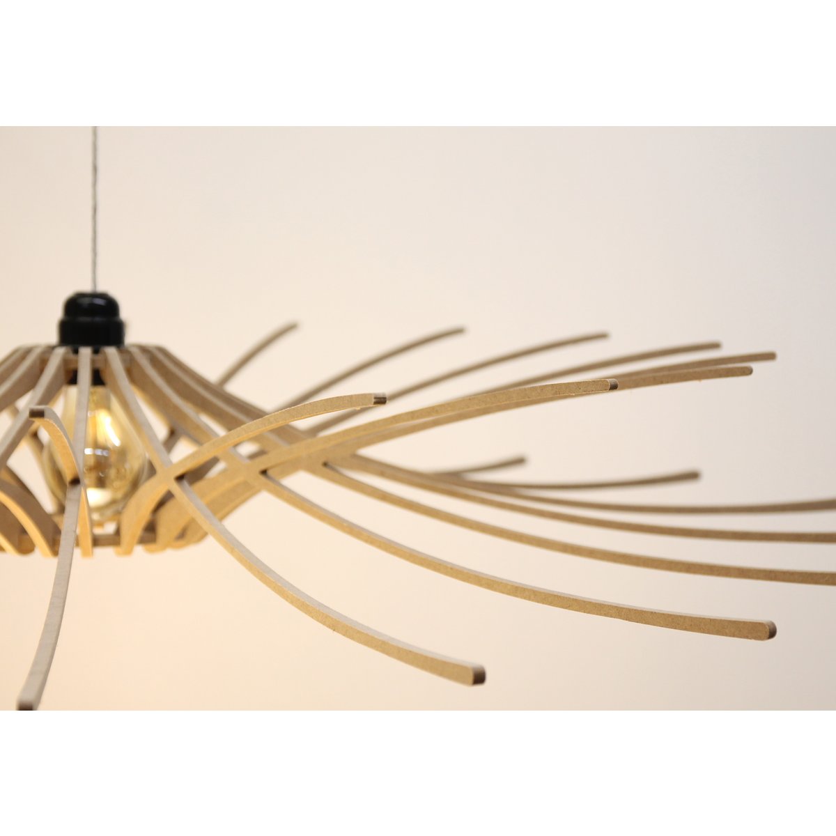 Lámpara colgante de madera de diseño D97cm SUNNY - juego de cables negro