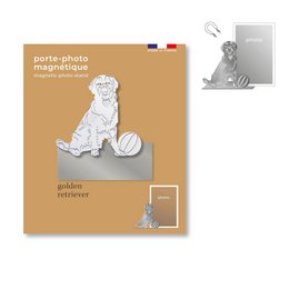 portafoto magnetico in metallo - golden retriever
