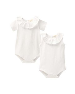 2er-Pack Baby-Bodys für Mädchen, 100 % Baumwolle, mit Rüschenausschnitt I27-27311222