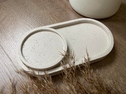 Juego de 2 bandejas de café beige Jesmonite