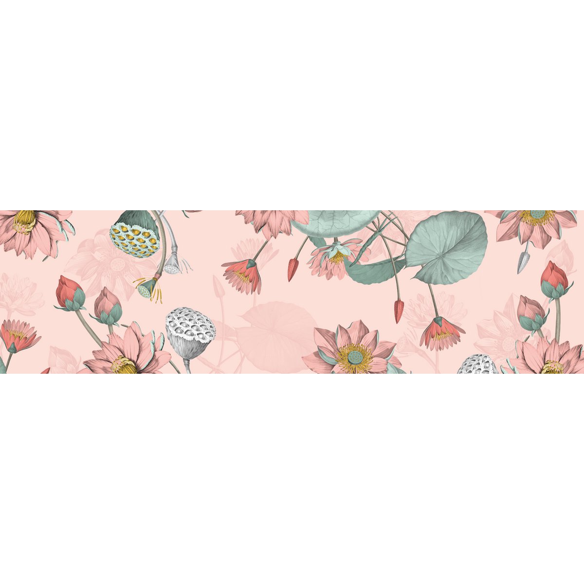 Bordure autocollante "Nymphéas" abricot