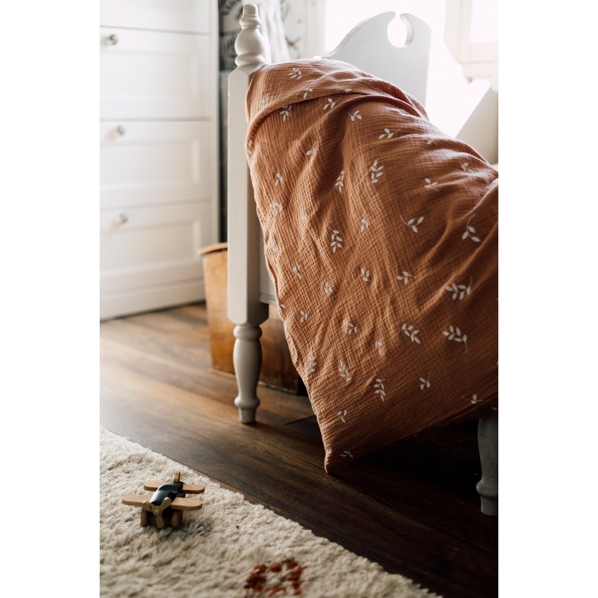 Tisu Baby Duette Couverture et taie d'oreiller, feuilles de caramel