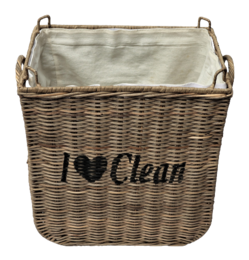 Waste basket   w/ cover ' ILOVE Clean '