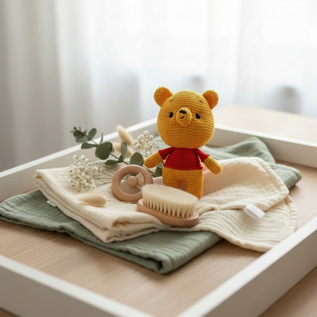 Peluche orsetto Nuvinokids® realizzato a mano all'uncinetto, realizzato al 100% in cotone