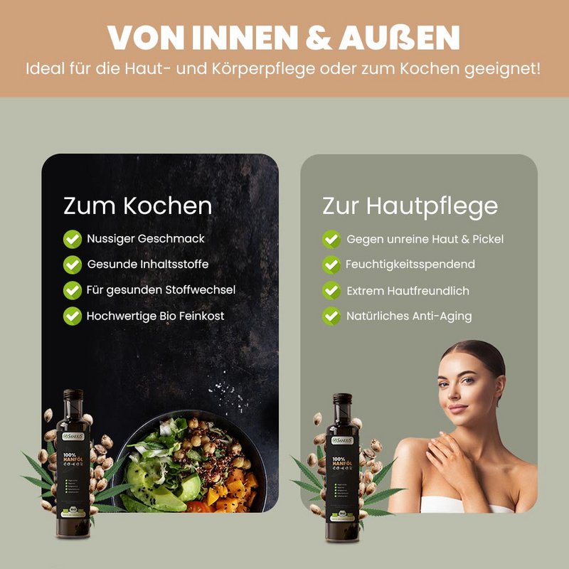 Sanuus Allgäu organic hemp oil cold pressed 500ml +omega -3 - purely from unpainted hemp seeds from Germany