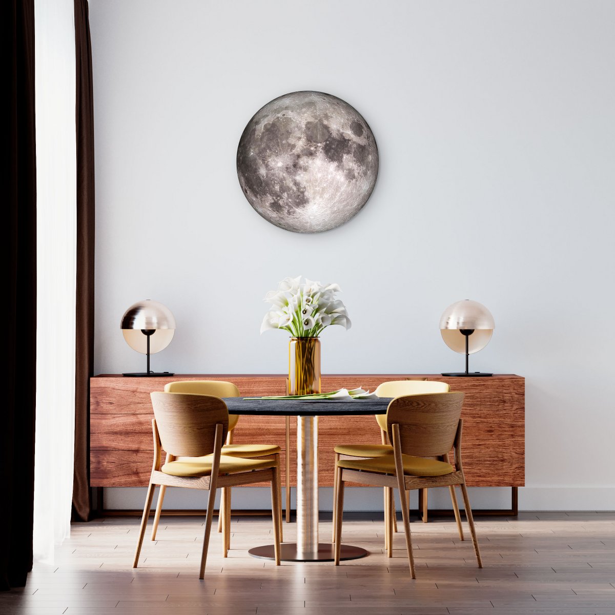 Wall circle Full Moon - round painting - wall circle