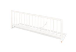White lacquered bed guard for kids, provides comfort and safety.