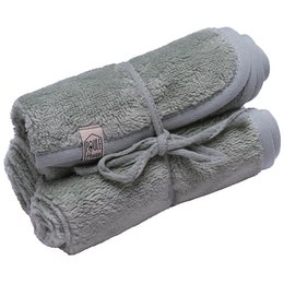 Set of 3 sage green bamboo hand towels. Soft, absorbent, and durable bamboo fabric. Ideal for bathroom, kitchen, or spa use.