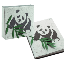 Set bloc notes et carnet Panda en bouse d'éléphant