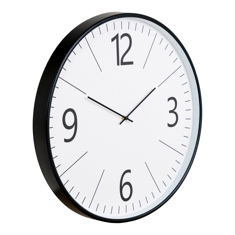 Biel Wall Clock - Black/White, Glass/Plastic, Ø51 cm