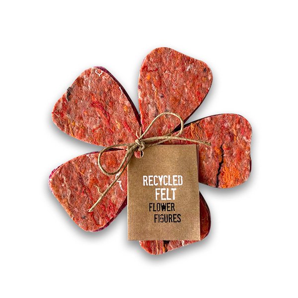 Untersetzer-Set mit 4 Blumen – recycelte Kleidung