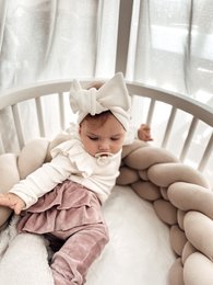 Cremehvidt Boho-knyttet pandebånd