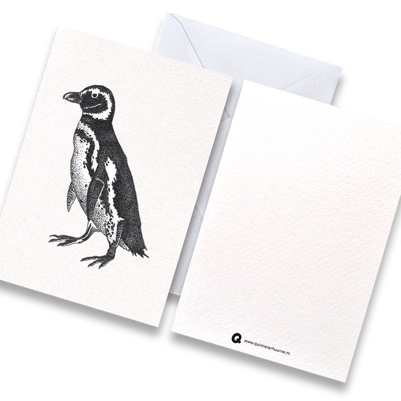 Karte Pinguin schwarz-weiß mit Umschlag