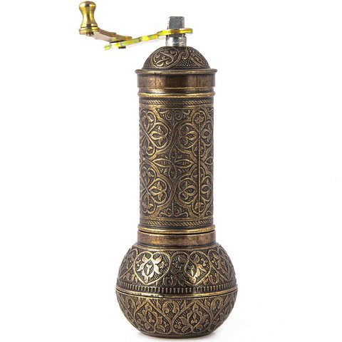 Metal spice mill - bronze - large - 18 x 7cm