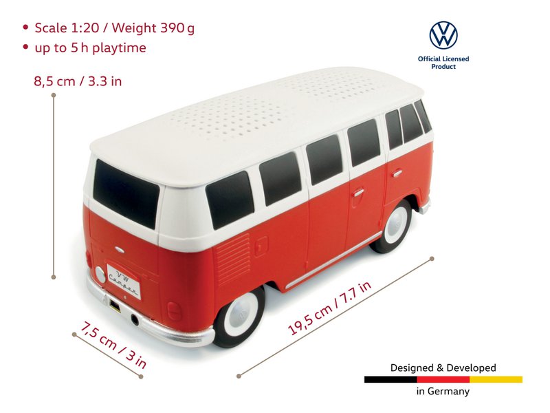 Volkswagen VW T1 Bus Bluetooth Speaker in Gift Box - Red