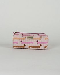  Pink quilted sausage dachshund dog pattern pencil case kids storage pouch rectangular