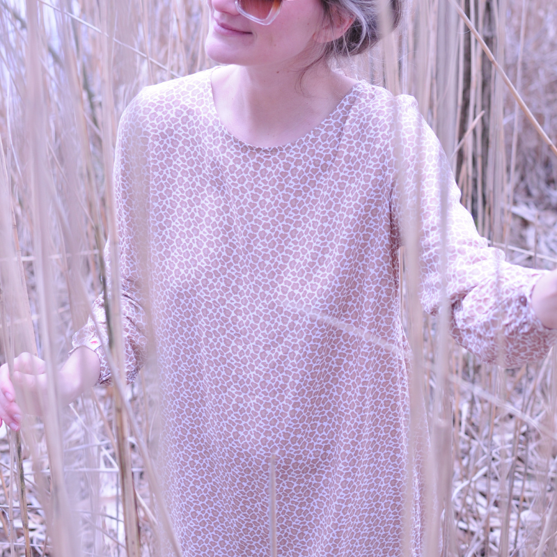 Summer dress %23StyleBabe BEIGE leo print viscose %23StatementFashion "The Message Dress"