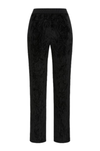Crushed Velvet Straight Leg Pants with Elasticated Waistband by Conquista Fashion