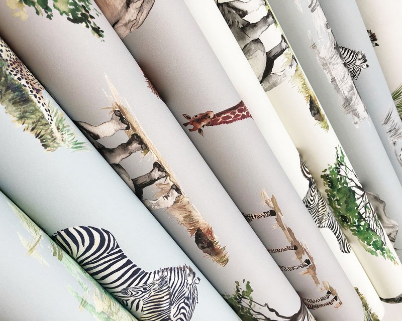 Safari Dieren Kinderbehang - Ivoorkleur