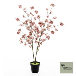 Artificial Prunus tree, old pink blossoms, tall 165cm, potted decorative plant, cherry blossom style.