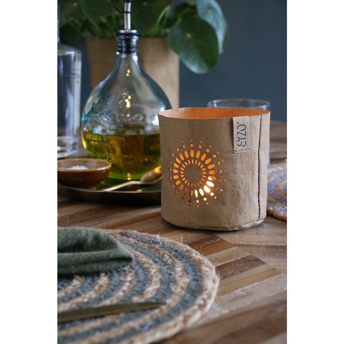 SIZO Paper LED-light holder "Mandala" Natural