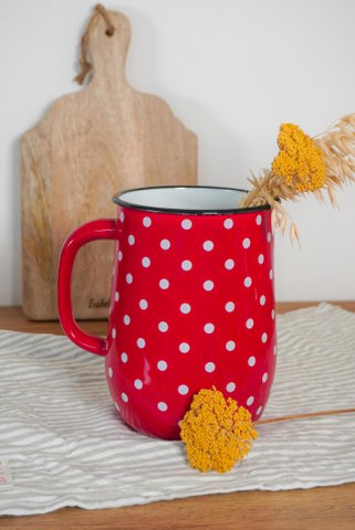 Emaille Krug Polka Dot Red 2,5L Isabelle Rose