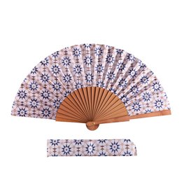Star Tile Pattern Satin Hand Fan Ufuq 23 cm